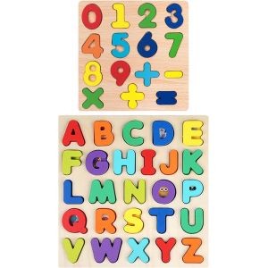 KASFL-1 Jeu De Puzzles Majuscules,1 Jeu De Puzzles Chiffres,Puzzles De Reconnaissance De Lettres Pour Enfants,Jouets Éducatifs,Puzzles De Panneaux,Puzzles Tridimensionnels,Jouets Éducatifs - Neuf