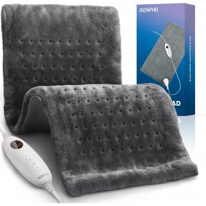 JGD-Coussin Chauffant pour le dos, Cadeau de No&euml;l pour femmes et hommes, Coussin chauffant &eacute;lectrique 60 x 30 cm pour le dos, le cou et les &eacute;paules, Coussin chauffant &agrave; 6 niveaux de chauffage, gris - Neuf