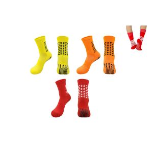 Lot De 3 Paires De Chaussettes De Yoga Antid&eacute;rapantes Pour Hommes - Orange Et Rouge - Neuf