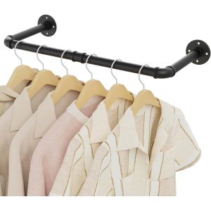 Jexnovashop-Tringle Vetement Murale, Penderie Murale 64cm, Barre Dressing Industriel, Portant Pour Salon, Chambre, Gain De Place, Montage Facile, Robuste Et Durable, Noir - Neuf