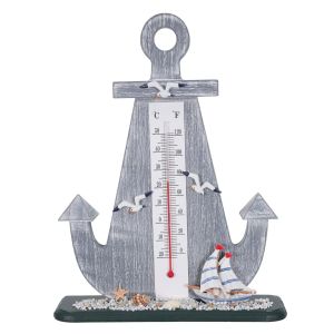 SUBZONAL-Thermom&egrave;tre de Bureau Vintage D'ancre en M&eacute;tal R&eacute;tro, D&eacute;coration Nautique M&eacute;diterran&eacute;enne Int&eacute;rieure et Ext&eacute;rieure, Jauge de Temp&eacute;rature Pr&eacute;cise pour Salon, Bureau ou Jardin - Neuf