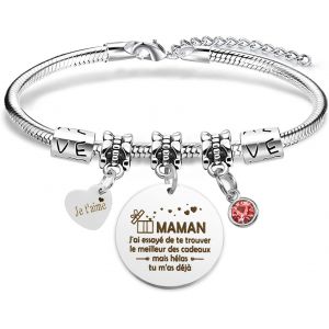 Eryi-Cadeau Fete Des Meres Bracelet Maman Cadeau Maman Cadeau Anniversaire Maman Cadeau Pour Maman Cadeau Fete Des Meres Personnalisé Maman Cadeau De Noël Halloween Pour Maman-Je T'aime, Maman - Neuf