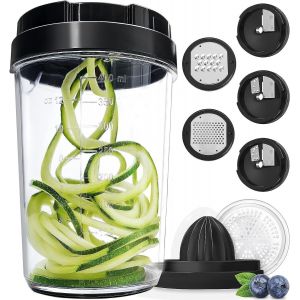 Chenquansarl-Spiral Ur De Légumes - Spaghettis De Légumes Spiralizer Manuel Multifonction - Coupe Légumes Spirale Trancheuse A Legume Pour Tagliatelles De Courgette Carotte Concombre (8-En-1) - Neuf