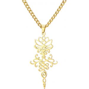 Kal-Collier À Pendentifs De Yoga Fleur De Lotus En Acier Inoxydable Bijoux D'inspiration Bouddhisme Unalome Pour Femmes Charmeuses - Neuf