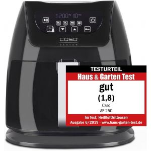 CASO | AF250 Friteuse &agrave; air Chaud 3 L | Panier &agrave; friture pour 1 kg, 60-200&deg;C, Puissance 1400 W, Friture Plus Saine, Int&eacute;rieur en Acier Inoxydable, Noir - Neuf