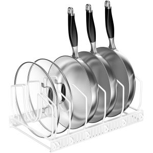 Rangement Couvercle Casserole, Organiseur De Poêle Avec 7 Compartiments Réglables, Porte-Casseroles Support Ajustable, Organisateur Poele, Range Casserole De Cuisine Pour Tiroir (B[Kit6500949] - Neuf