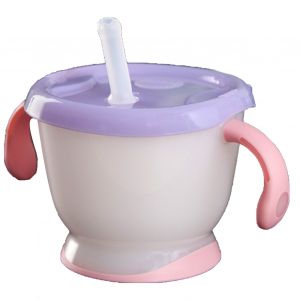 Gobelet D'apprentissage Pour Enfants Avec Double Anse, Paille En Plastique Pp, Gobelet D'apprentissage Pour Tout-Petits, Rose Et Violet - Neuf