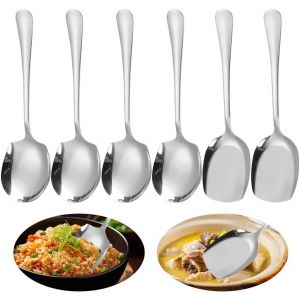Eryi-Lot De 6 Cuillères De Service En Acier Inoxydable - Grande Cuillère De Service - Cuillères À Soupe De Buffet - Avec Long Manche - Couverts À Salade - Cuillères De Service Pour Cuisine, Salle À - Neuf