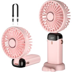Ventilateur portatif, Mini USB Rechargeable de Poche Ventilateur, 5 vitesses, Petite Poche Fan de Base Pliable, Bureau, Ventilateur avec 4000mAh Batterie pour Office et de plein air - Neuf