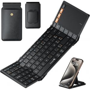Clavier Bluetooth Pliable AZERTY Portable avec Pavé Tactile pour Voyage, Clavier iPad pour iOS, Microsoft Surface, Android, Windows Tablette - Noir - Neuf