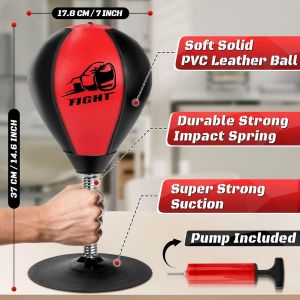 Sac De Frappe De Bureau, Sac De Boxe &Agrave; Ventouse Super R&eacute;sistant, Punching Ball Bureau, Anti-Stress Avec Ventouse Pour Table Et Comptoirs De Bureau, Cadeau Amusant Pour Amis Ou Coll&egrave;gues - Neuf