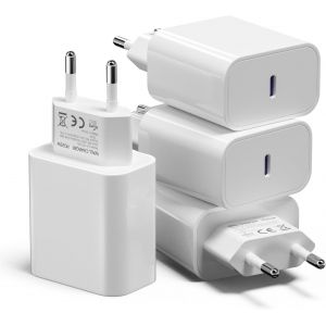 &iquest;Lot de 4&iquest; Chargeurs USB C 25W, Chargeur Rapide de Type C PD 3.0, Adaptateur d'alimentation Universel USBC, Compatible avec iPhone 16/15/14/13/12/11, Samsung Galaxy S25/S24/S23/S22/S21, Google Pixel - Neuf