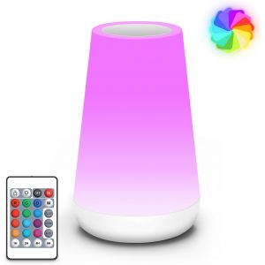 Lampe De Chevet, Veilleuse D'allaitement Nuit, Veilleuse Led Tactile Avec 13 Couleurs Rgb, Rechargeable Usb, Lampe De Chevet Sans Fil T&eacute;l&eacute;commande Pour Chambre Eanfant Salon Camping - Neuf