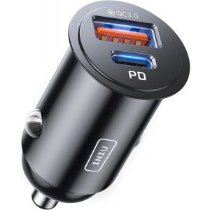 LORANKA-Allume Cigare USB C, 2 Ports 60W Charge Rapide Chargeur Voiture with USB C et A, Prise Allume Cigare 12V pour iPhone 16 15 14 13 12 11 Pro Max Mini Plus Samsung S38 Huawei iPad AirPods Switch - Neuf