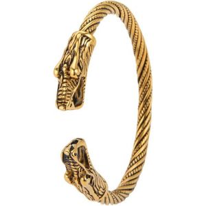 Eryi-Bracelet Viking En Acier Inoxydable Avec Tête D'animal - Bijou Vintage À Vis - Pour Homme - Neuf