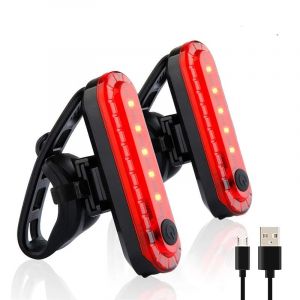Pack De 2 Feux Arrière De Vélo, Feu Arrière Pour Rouler La Nuit, Durable, Facile À Installer Sur N'importe Quel Vélo Ou D'un Casque, Usb Rechargeable (Rouge) - Neuf