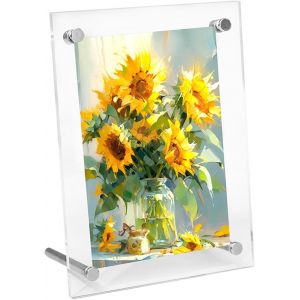 FCHHK-Cadre Photo en Acrylique, Transparent Cadre d'image Double Panneau, Cadre d'affichage de Bureau, Cadre décoratif pour Affiche Dépliantes Documents Posters Certificat ?uvre d'art Maison (12-inch - Neuf