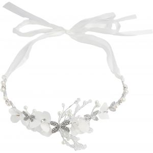 Gjhgf-Accessoire De Cheveux De Mariage Pour Filles, Princesse Blanche Fleur Couvre-Chef Avec Perles Et Cristaux, Robe De Cheveux Élégante, Pour Mariage Et Première Communion, Sert Tete Femme Strass - Neuf