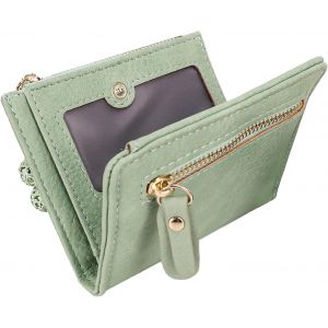 CAUC-Petit portefeuille pour femme avec protection RFID, mini portefeuille multifonction avec fermeture éclair, facile à transporter, convient pour un usage quotidien et les voyages, vert, s - Neuf