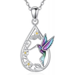 Collier Colibri En Argent Sterling 925 Avec Pendentif En Forme De Goutte D'oiseau - Cadeau Pour Femme Et Fille - Neuf