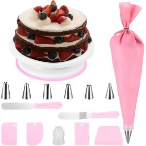 Mevronisshop-Lot De 14 Accessoires Pour G&acirc;teau, Plateau &Agrave; G&acirc;teau, Plateau Rotatif, Plateau &Agrave; G&acirc;teau, Plateau &Agrave; G&acirc;teau, Plateau Tournant &Agrave; G&acirc;teau, Plateau Tournant &Agrave; G&acirc;teau, Avec Douilles &Agrave; Douille, G - Neuf