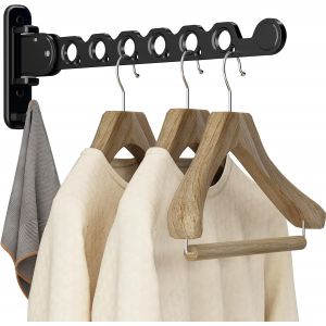 KALANKA-&Eacute;tendoir Mural Pliable, S&eacute;choir &agrave; Linge &eacute;tendoir Pliable Ailes lat&eacute;rales Utilisation int&eacute;rieure et ext&eacute;rieure (Black One Pack) - Neuf