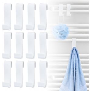Tianyi-12 Pieces Crochet Radiateur Rond,Crochet Pour Radiateur Salle De Bain,Crochet Radiateur Seche Serviette,Crochet Porte Serviette Pour Tablette Radiateur,Pour Tous Les Radiateurs Standards,Blanc - Neuf
