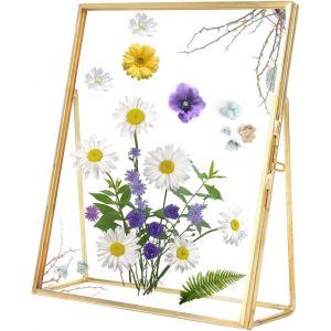Cadre Photo G&eacute;om&eacute;trique En M&eacute;tal,Cadre Transparent En Verre Cadre Photo G&eacute;om&eacute;trique Simple 2 C&ocirc;t&eacute;s Avec Couvercle En Verre Support D'Affiche Pr&eacute;sentoir De Certificat D'Illustration 14X16Cm - Neuf