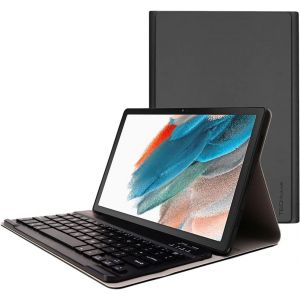 ?tui clavier pour Samsung Galaxy Tab A8 10,5"" (SM-X200 / SM-X205) [Strike Folio] ?tui en cuir PU avec clavier QWERTY Bluetooth sans fil amovible et support (noir) - Neuf