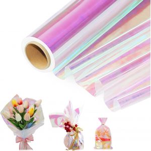 Mevronisshop-Papier Emballage Transparent, 88 Cm X 15 M Color&eacute; Papier Cadeau Transparent, Verre Color&eacute; Papier Emballage Pour Les Bouquets De Mariage Les Cadeaux Et Les Emballages De Bonbons - Neuf