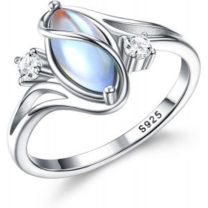 Bague En Pierre De Lune En Argent Bague Pierre Naturelle Fantaisie Bague Brillante Bague De Déclaration À La Main Bague De Pouce Bague En Pierre De Lune Bague Femme Argent 925.[Y72] - Neuf