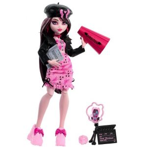 Monster High Fearbook Draculaura Ensemble poup&eacute;e et accessoires Th&egrave;me club de cin&eacute;ma, veste universitaire, annuaire, sc&eacute;nario et accessoires de film - Neuf