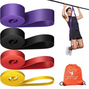 4 X Resistance Bands Elastic Band For Pull-Ups,Dips,Assisted Traction,Pilates,Pullups Or Weight Lifts-Storage Bag Included (5-100 Lbs) - Neuf