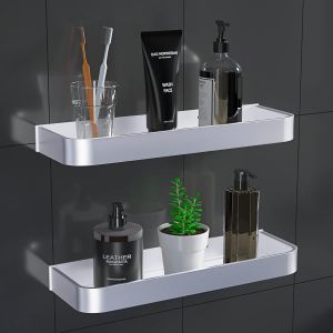 Lot de 2 &eacute;tag&egrave;res de douche sans per&ccedil;age - Sans per&ccedil;age - &Eacute;tag&egrave;re autocollante - Panier de douche - &Eacute;tag&egrave;re murale en aluminium argent&eacute; - Pour salle de bain, cuisine - Pour douche - Neuf