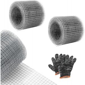 KALANKA-Grillage Anti Rongeur 2 Rouleaux Livré avec Gants, Maille Fine en Galvanisé 10cm x 6m, Clôture de Protection Rigide, Grillage à Poule Polyvalent Barrière Anti Souris Anti Rat pour Jardin et M - Neuf