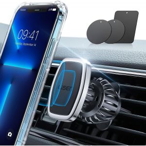 Checarzhn--No1-2024 Support Telephone Voiture Magnetique, [6 Aimants Puissants] [Clip Améliorer] Porte Téléphone Voiture Aimanté Pour Iphone 16 15 14 Pro Plus, Galaxy 24 23 Ultra Et Smartphone Sliver - Neuf