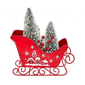 Traîneau en métal Noël Père Noël Traîneau Père Noël Panier de traîneau Décor de Noël Décoration de Noël Paniers de Noël Pour Cadeaux Décor Vide Pour Ho - Neuf