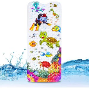 Tapis de bain antidérapant, 100 x 40 cm, motif dessin animé, en PVC avec 200 ventouses, idéal pour les enfants et les bébés. - Neuf