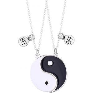 Kales-2 Pièces Collier D Amitie Pour 2 Filles Best Friend,Collier Bff Pour 2 Chaine Argent Femme,Collier Yin Yang Ronde Separable Pendentif Pour Soeur Friend Cadeau Anniversaire - Neuf