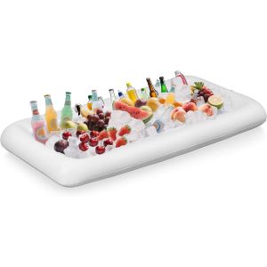Barres de Service Gonflables avec Bouchon de Vidange, 130 x 62 x 12 CM Bar a Glace Gonflable, Buffet, Salade, Boissons et Nourriture Plateau, pour Fête, Pique-Nique, Camping - Neuf