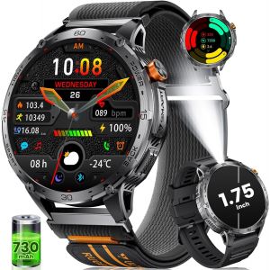 Montre Connect&eacute;e Homme Avec Appels Bluetooth Et &Eacute;cran Hd Amoled 1.75"",Ip68 &Eacute;tanche Et Batterie 730Mah Smartwatch Avec 120 Modes Sportifs/Podom&egrave;tre Calories, Notification De Messages Pour Android Ios - Neuf