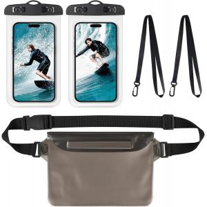 2 En 1 Kit Sac Pochette Étanche Téléphone, 2 Ipx8 Pochette Étanche Téléphone Et 1 Sac Étanche Avec Sangle, Pour Iphone 16 15 14 13 Xs, Samsung S24 S23, Huawei Mate 60 Jusqu'à 7,2 - Neuf