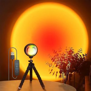 Sunset Lampe Coucher De Soleil Veilleuse Led Chambre, Sunset Lamp Projector Avec Rotation &Agrave; 360&deg; Interrupteur C&acirc;bl&eacute; Room Decor Gifts - Neuf