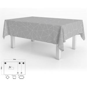 Sjzg-5544097 Nappe En Toile Cir&eacute;e Rectangulaire Avec Motifs G&eacute;om&eacute;triques Gris Imperm&eacute;able, Anti-Taches, En Pvc, 140 X 250 Cm Peut &Ecirc;tre Coup&eacute;e, Pour Une Utilisation &Agrave; L`Int&eacute;rieur Et &Agrave; L`Ext&eacute;rieur - Neuf