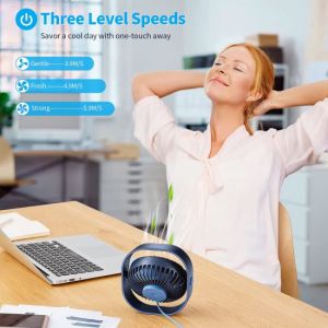 Ventilateur USB bleu, ventilateur silencieux, ventilateur USB silencieux portable 3 vitesses - Neuf