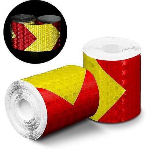 Bande r&eacute;fl&eacute;chissante en forme de fl&egrave;che,2pcs 3m * 50mm Prismatic &Eacute;tanche Bande d'avertissement de s&eacute;curit&eacute; Rouleau de ruban de s&eacute;curit&eacute; auto-adh&eacute;sif en vinyle - Neuf
