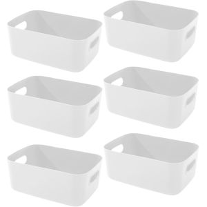 Lot De 6 Bo&icirc;tes De Rangement En Plastique Avec Poign&eacute;e Pour &Eacute;tag&egrave;res,Tiroirs,Armoire &Agrave; Linge,Organisateur De Cuisine (25 X 16,5 X 10 Cm) - Neuf