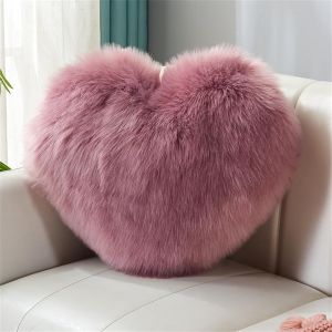 Cauc-Coussin En Forme De Coeur En Polaire Double Face En Peluche Super Douce - Coussin D&eacute;coratif En Forme De Coeur - Pour Salon, Canap&eacute;, Chambre D'enfant, Chambre &Agrave; Coucher - Violet Raisin - 40 X 50 Cm - Neuf
