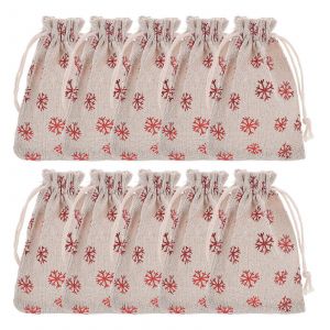 Bonbons De No&euml;l Sachets De Coton, Sacs &Agrave; Cordon De Serrage Pour Le Stockage 10pcs Rouge De Cadeau De Vacances De Sacs - Neuf