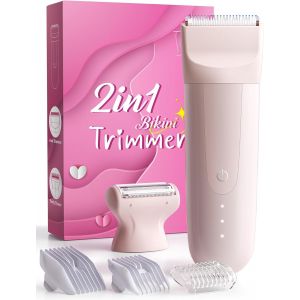 Rasoir Electrique Femme, Tondeuse Femme Intime: 2-In-1 Rasoir Electrique Indolore &Eacute;tanche Ipx7 Rechargeable, Avec De Lame En C&eacute;ramique Tondeuse Bikini Femme Pour Corps, Bras, Jambes, Aisselles (Rose) - Neuf